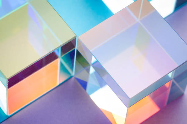 istock Multi-colored glowing glass cubes symmetry 1054000280