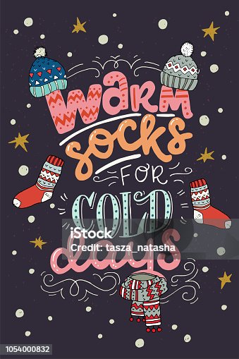 istock Warm Socks For Cold Days hand lettering card 1054000832