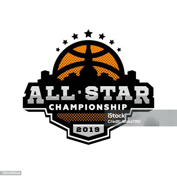 All Star Basketball Sports Emblem Stock Illustration - Download Image Now - Basketball - Sport, Basketball - Ball, Logo