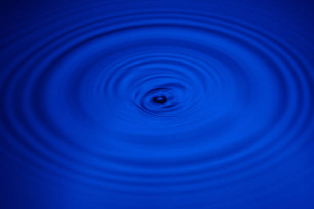 istock Closeup blue wave water rings macro, Circle reflections in pool. 1054009586
