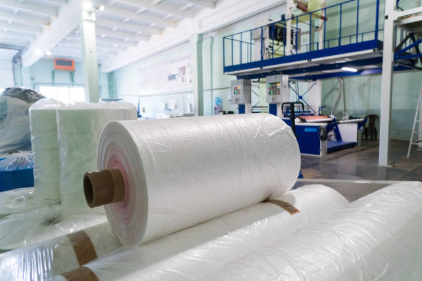 istock rolls of polyethylene or polypropylene film in a warehouse 1054009634