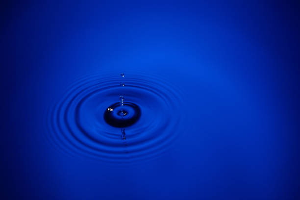 istock Closeup blue wave water rings macro, Circle reflections in pool. 1054009654