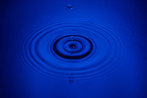 istock Closeup blue wave water rings macro, Circle reflections in pool. 1054009678