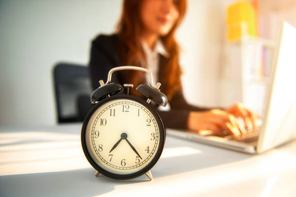 istock Office Business woman working overtime 1054009706