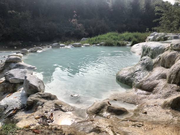 istock Outdoor thermal bath made if stines a d rocks with sulphurous water 1054024184
