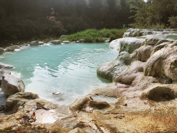 istock Outdoor thermal bath made if stines a d rocks with sulphurous water 1054024214