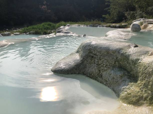 istock Outdoor thermal bath made if stines a d rocks with sulphurous water 1054025314