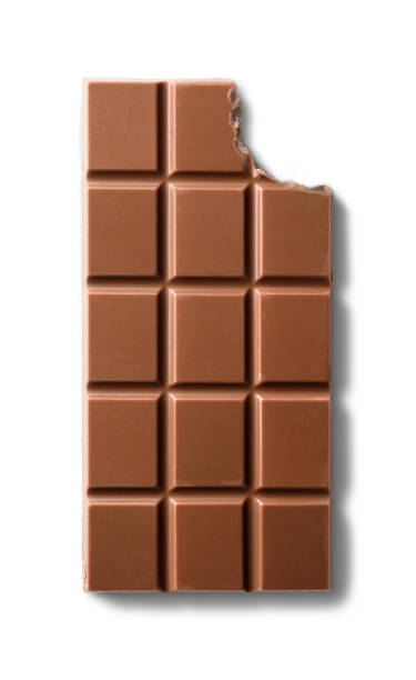 istock Top view of bitten milk chocolate bar. Isolated on white background 1054049776