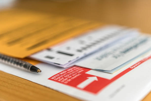 Voting Ballot Set of voting ballot ready to be send. ballot measure stock pictures, royalty-free photos & images