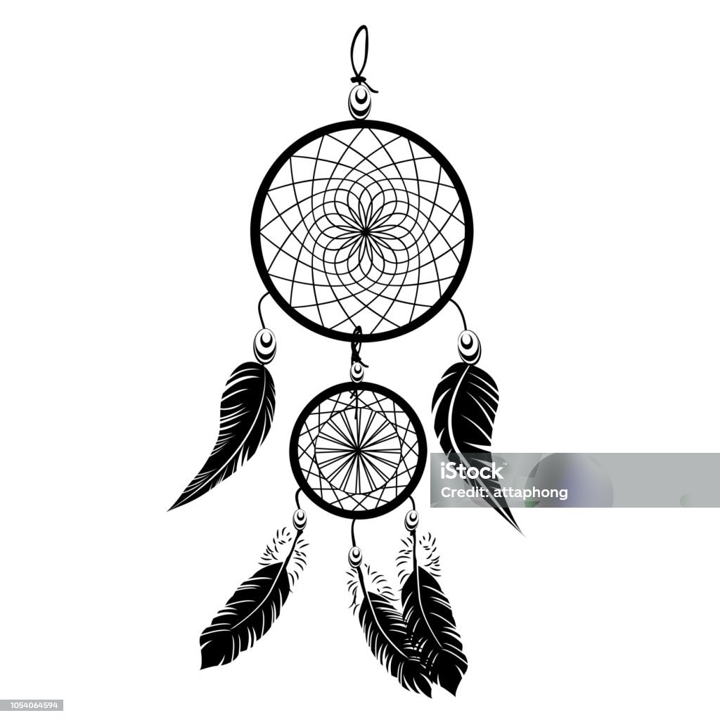 Ấn Độ Giấc Mơ Đen Bắt Vector Hình Xăm Dreamcatcher Trên Hình Minh ...
