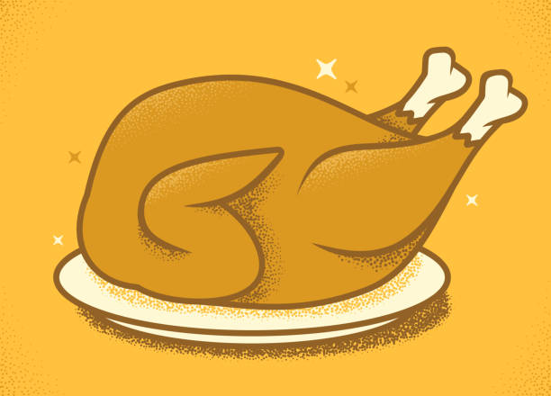 Turkey Baked thanksgiving turkey on a platter. chicken meat illustrations stock illustrations