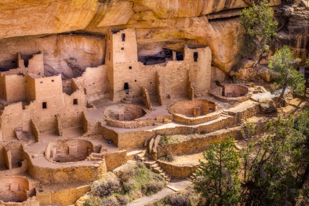Ancient Ruins in Mesa Verde National Park stock photo