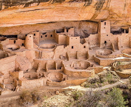 Images of the cliff dwellings built by Ancestral Pueblo people in Mesa Verde National Park