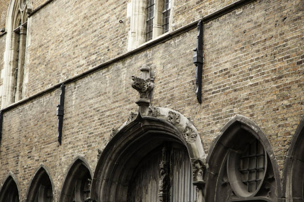 Urban scene, architectural detail, in Bruges, Flanders, Belgium