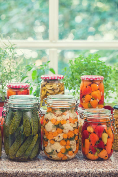 istock Pickled Organic Vegetables in Jars 1054080420