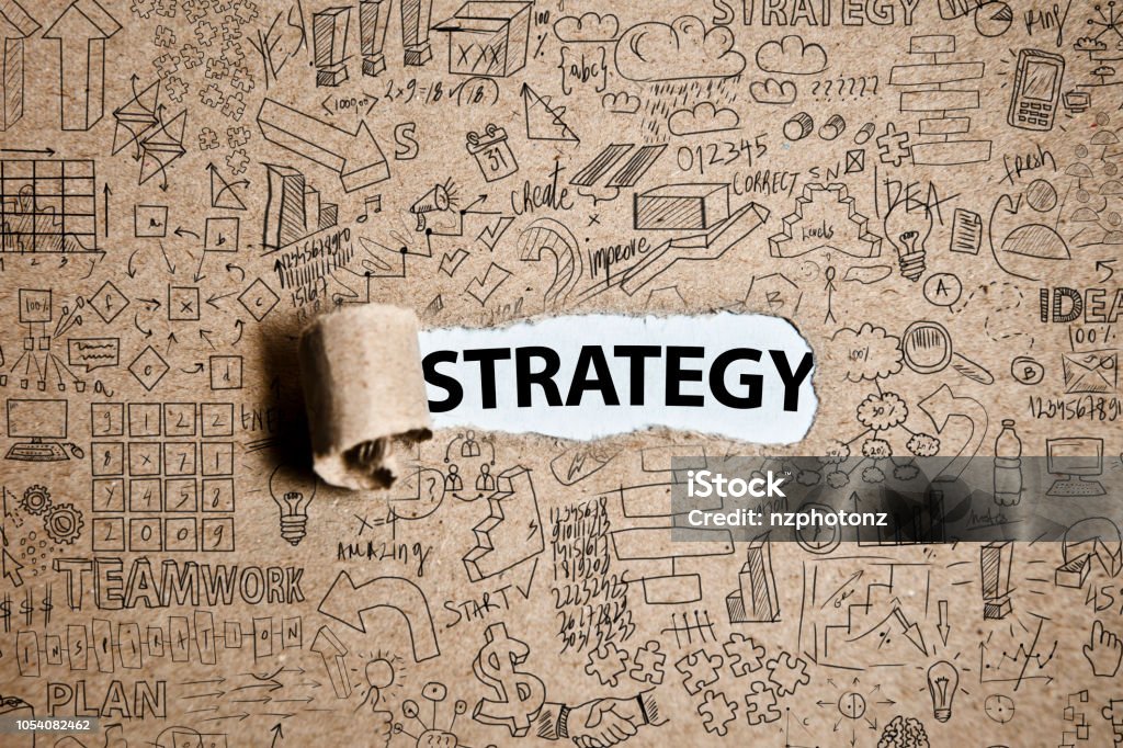 Strategy Paper Image Strategy Torn Cardboard Paper Empty Space For Text Stock Photo ...