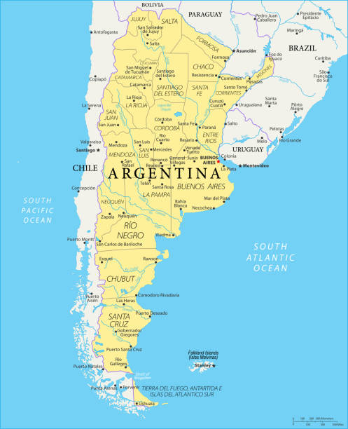 arjantin - vektör haritası - argentina stock illustrations