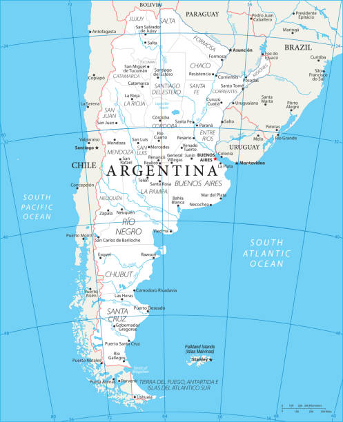 02 - Argentina - White 10 Map of Argentina - Vector illustration cordoba argentina stock illustrations