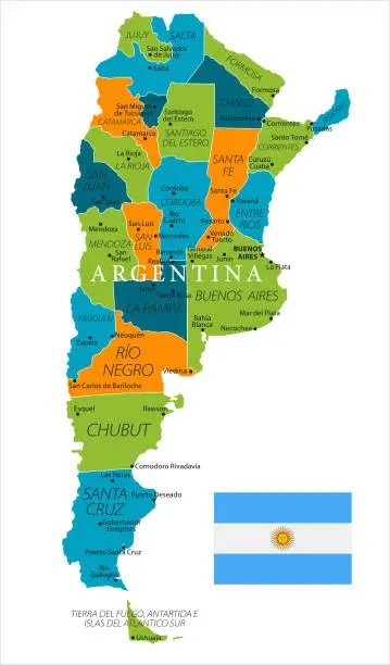 Vector illustration of Map of Argentina - Vector