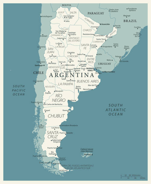 23 - Argentina - Vintage Murena 10 Map of Argentina - Vintage Vector illustration cordoba argentina stock illustrations
