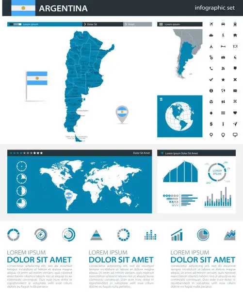 Vector illustration of 34 - Argentina - Blue Gray Infographic q10
