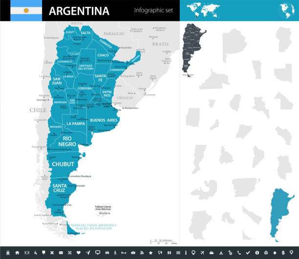 08 - Argentina - Murena Infographic 10 Map of Argentina - Infographic Vector illustration cordoba argentina stock illustrations