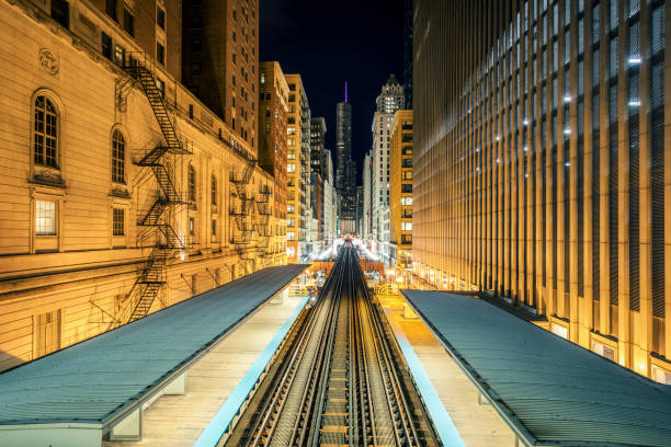 istock Adams Wabash station by night 1054092900