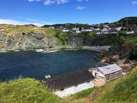 The beautiful town of Twilingate, Newfoundland and Labrador, along the rugged cliffs facing the atlantic ocean.  Famous for the icebergs that float by the shore.