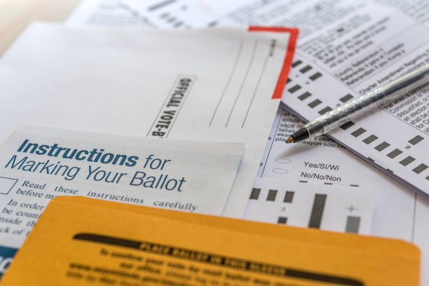 Voting Ballot Set of voting ballot ready to be send. ballot measure stock pictures, royalty-free photos & images