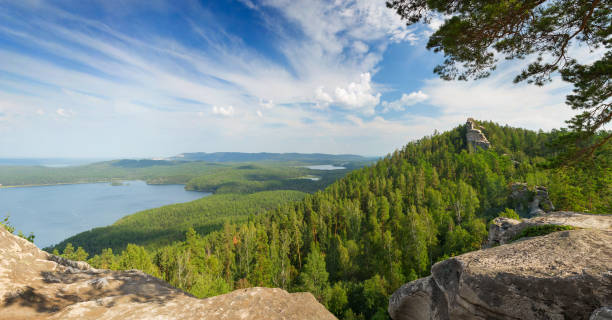 istock forest landscape with mountain and lake 1054146678