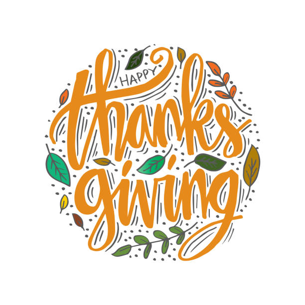 illustrations, cliparts, dessins animés et icônes de la main dessinée affiche de calligraphie de typographie happy thanksgiving. - thanksgiving cheerful happiness gratitude