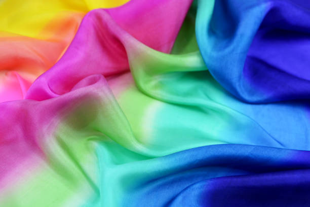 istock Texture of natural silk fabric multi color for backgrounds 1054180776