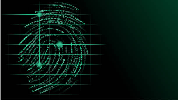 ilustrações de stock, clip art, desenhos animados e ícones de binary fingerprint scan glowing green futursitic illustration - csi