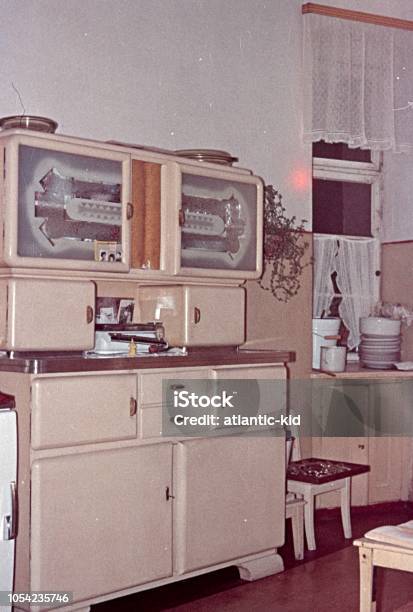 Old Kitchen Cupboard Berlin Stock Photo - Download Image Now - 1950-1959, Kitchen, Retro Style