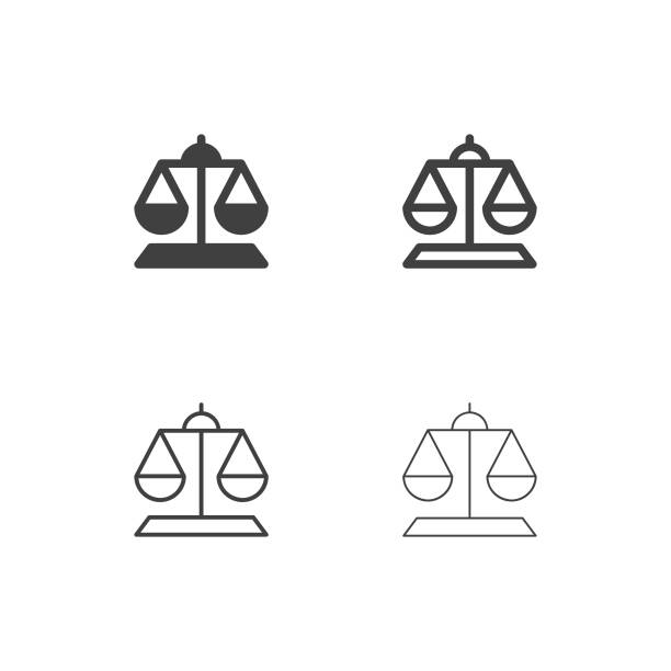 ilustraciones, imágenes clip art, dibujos animados e iconos de stock de peso escala iconos - serie multi - weight scale justice balance scales of justice