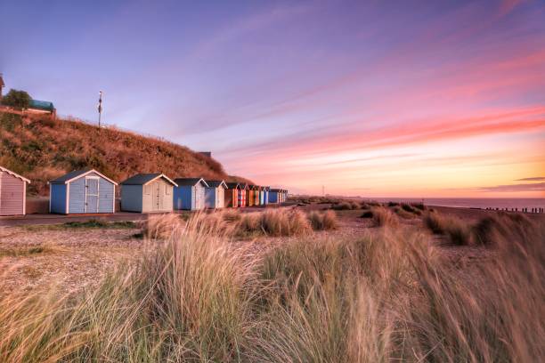 istock Beach huts early in the morning 1054253834