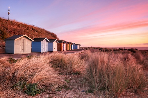 Beach huts early in the morning