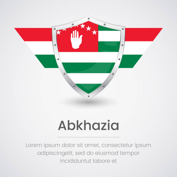 ilustraciones, imágenes clip art, dibujos animados e iconos de stock de abjasia bandera escudo brillante icono vector. ilustración de vector de escudo brillante plata país de abjasia - abkhazian flag