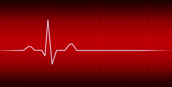 EKG Heart Line Monitor with red background.