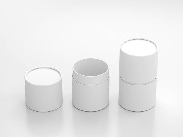 istock Opened and closed White Tube Tin can Mockup, cylindrical Packaging in white studio 1054292050