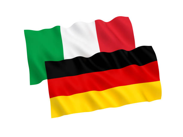 istock Flags of Germany and Italy on a white background 1054296128