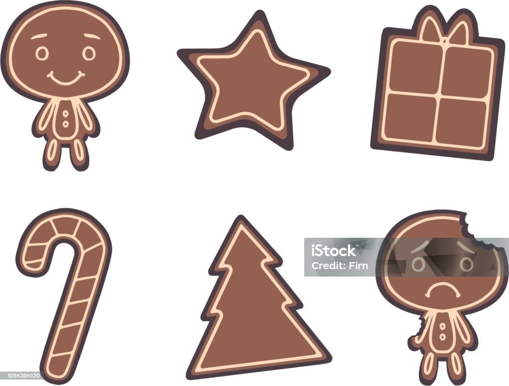 Collection of vector christmas gingerbread illustrations cute cartoon style cut out isolated clip art Candy stock vector