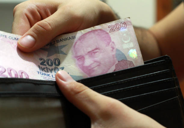 Turkish 200 Lira Turkish Lira banknots. 200 Tl. lira sign photos stock pictures, royalty-free photos & images