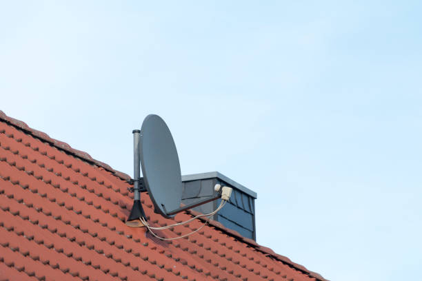 istock satellite dish or TV antenna on the roof 1054323446