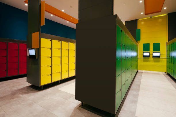 Modern interior of a locker changing room
