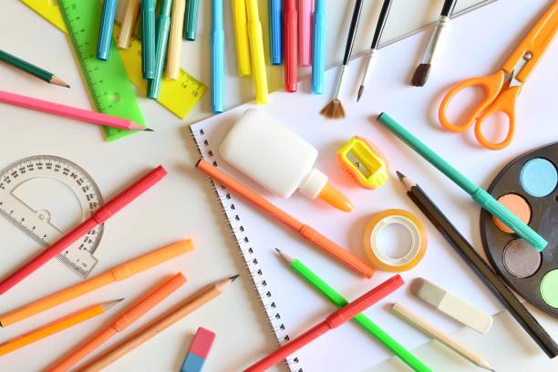 istock Directly Above Shot Of Various School Supplies On Table 1054339514