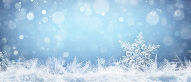 istock Snowflake On Natural Snowdrift Close Up - Christmas And Winter Background 1054347886