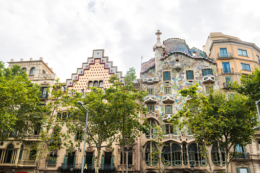 Low angle shot of Casa Batllo in Barcelona, Spain