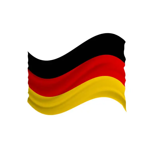 Vector illustration of German flag Realistic waving flag. 3d shaded flag texture. (Deutschland Flagge)
