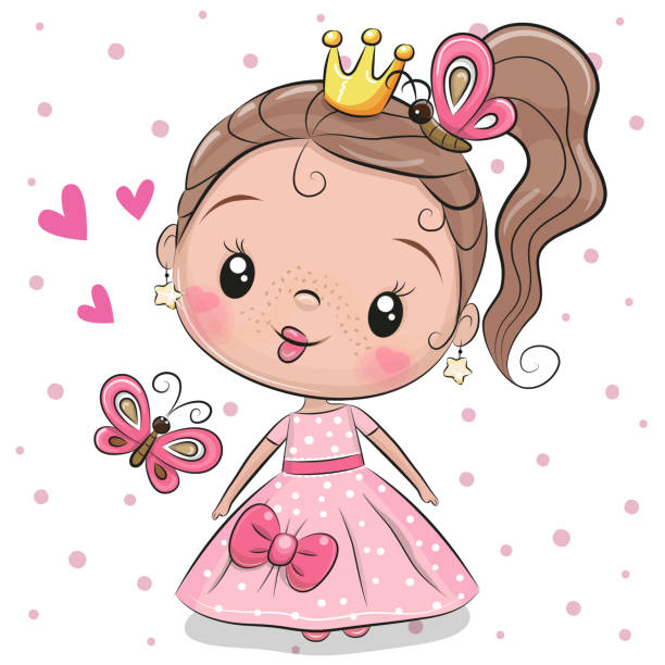 милая принцесса на белом фоне - women crown tiara princess stock illustrations